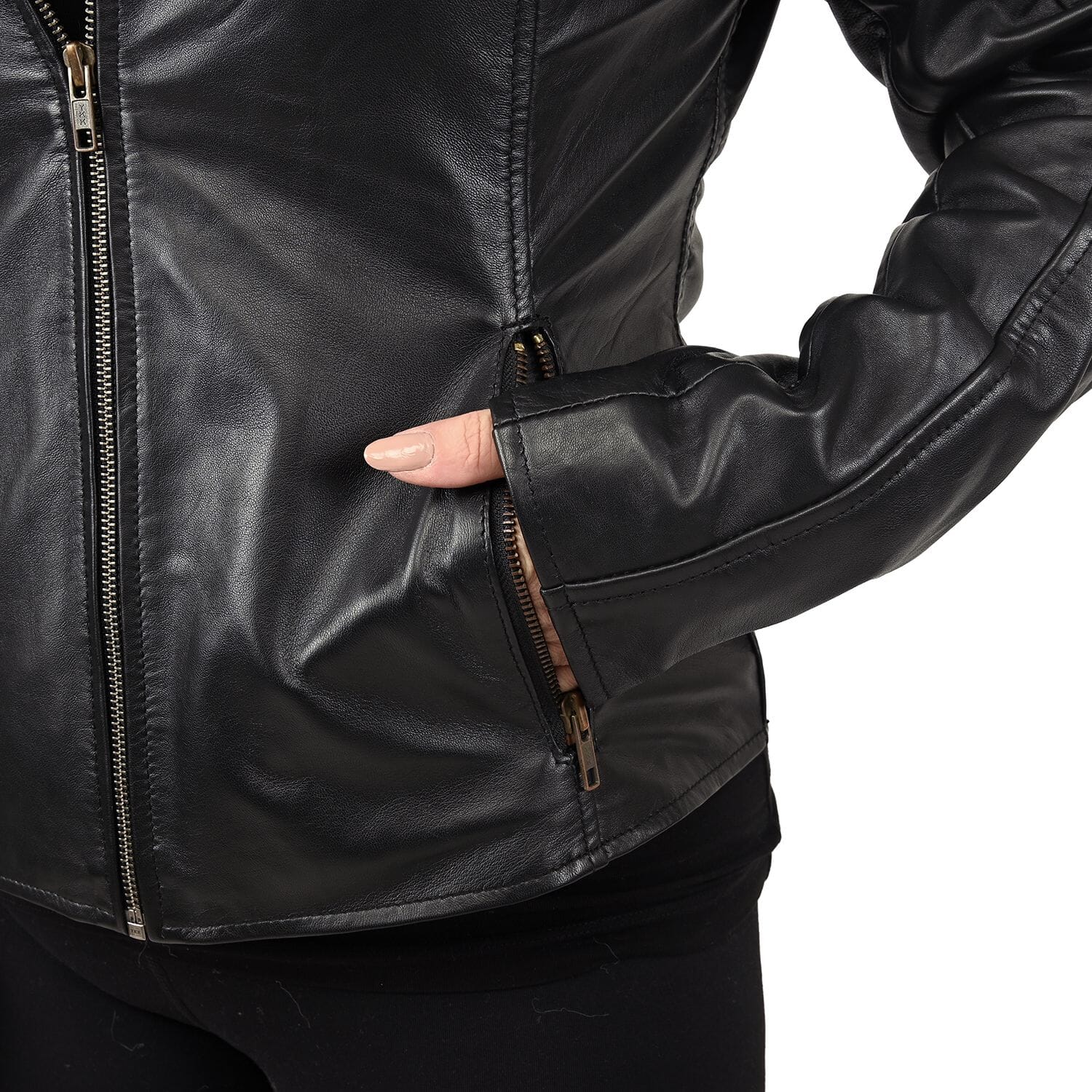 Buy Black Genuine Sheep Leather Jacket with Two Side Pockets Buy Black Genuine Sheep Leather Jacket with Two Side Pockets
