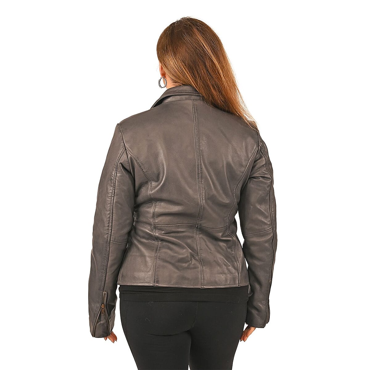 Gray Wax Genuine Sheep Leather Jacket with Two Side Pockets - XL image number 1