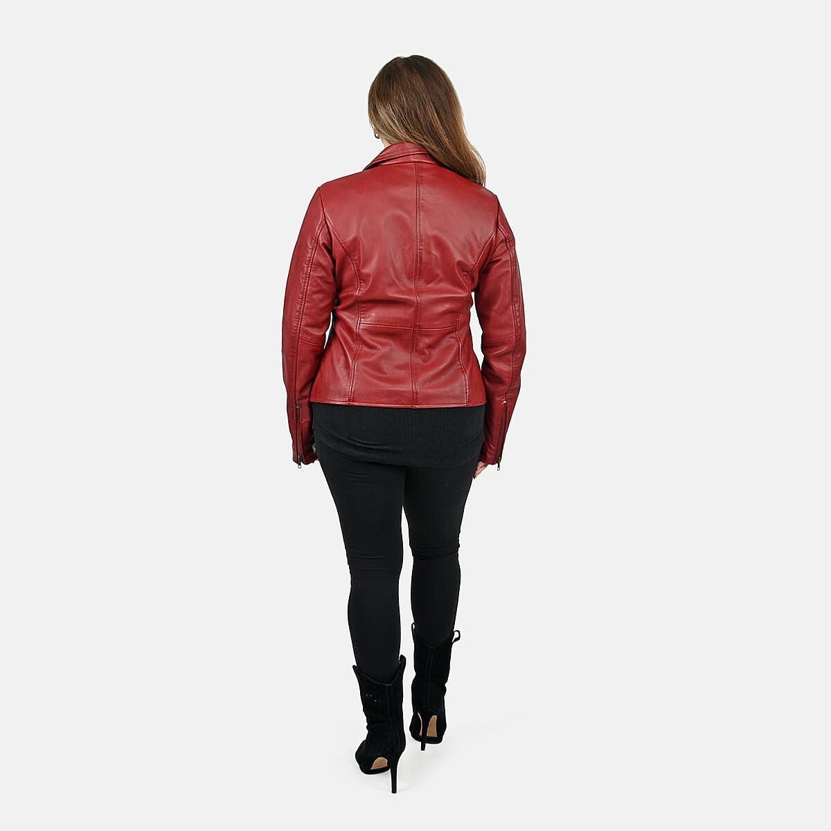 Red Wax Genuine Sheep Leather Jacket with Two Side Pockets - L image number 1
