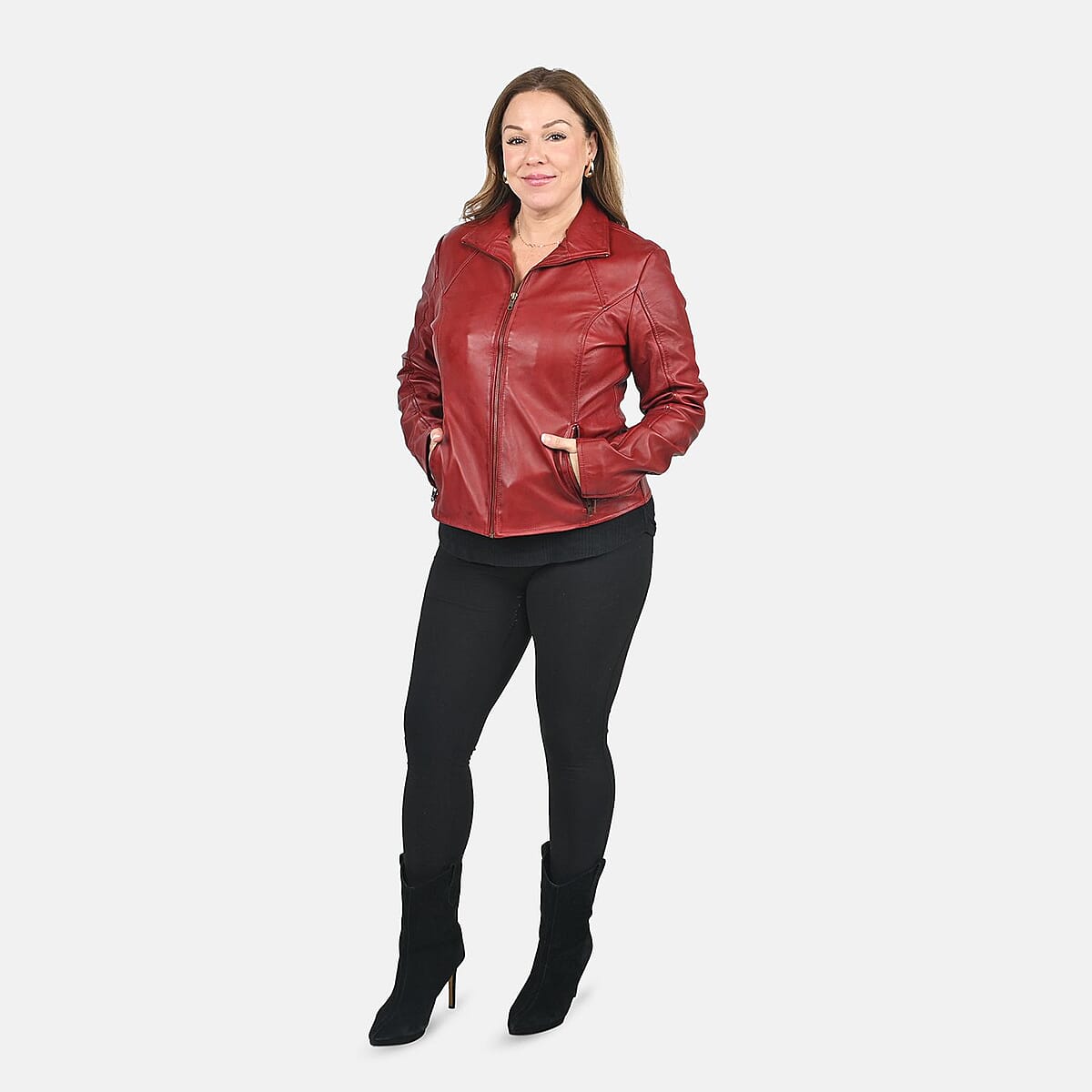 Red Wax Genuine Sheep Leather Jacket with Two Side Pockets - XXL image number 0