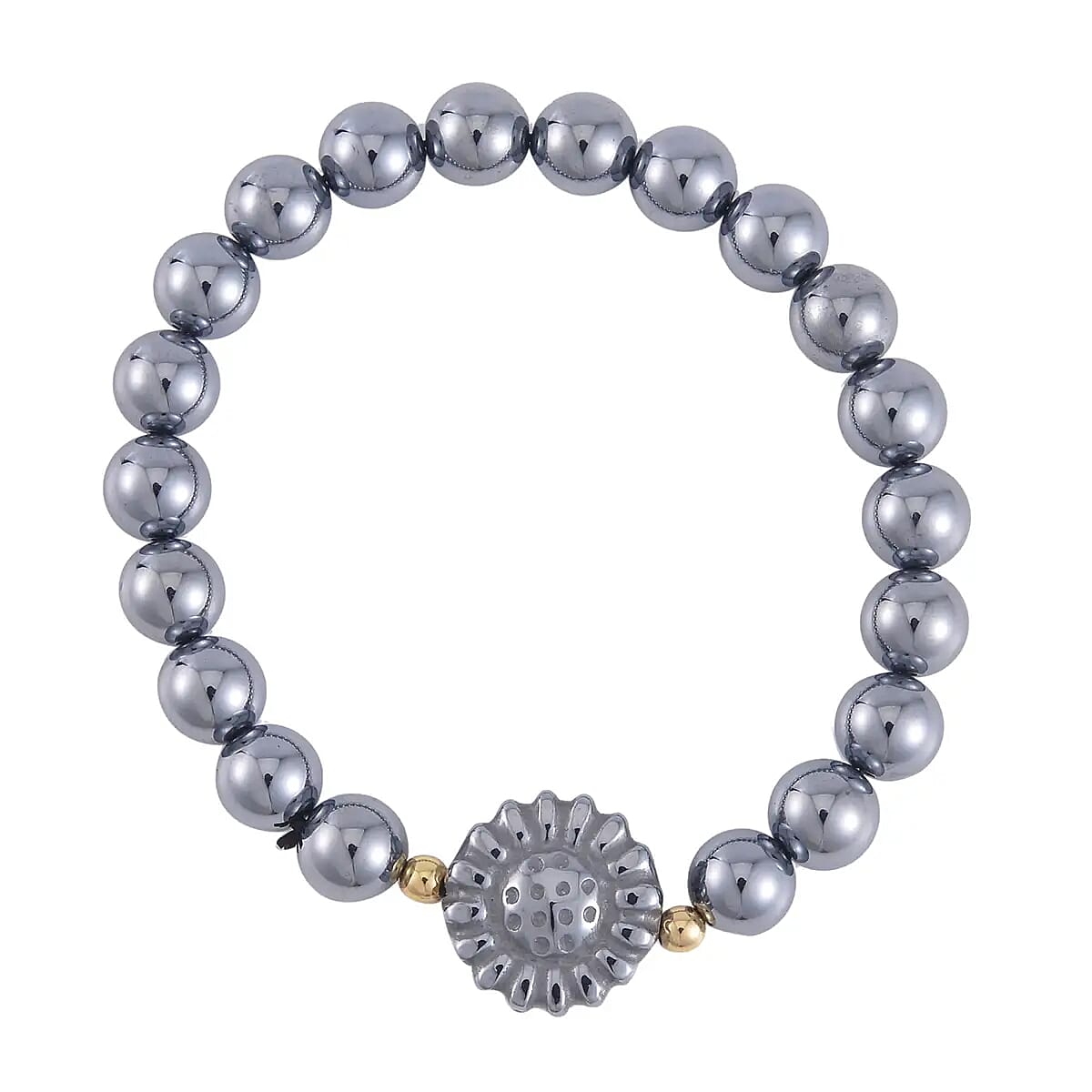 Doorbuster Terahertz 89.30 ctw Beaded Sunflower Stretchable Bracelet in Goldtone image number 0
