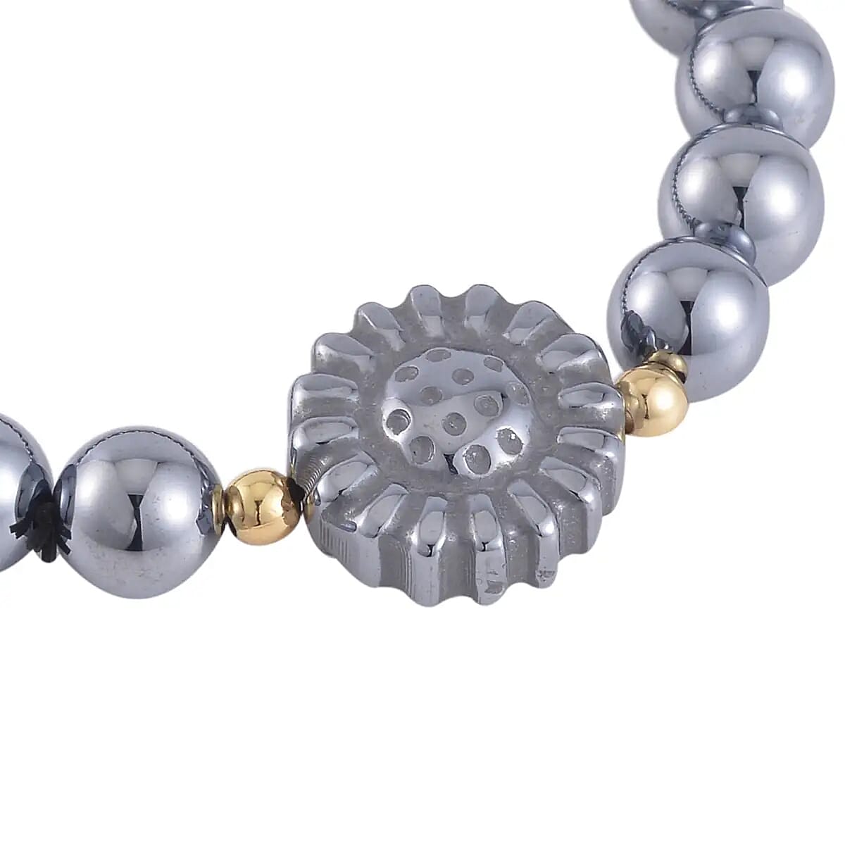 Doorbuster Terahertz 89.30 ctw Beaded Sunflower Stretchable Bracelet in Goldtone image number 5