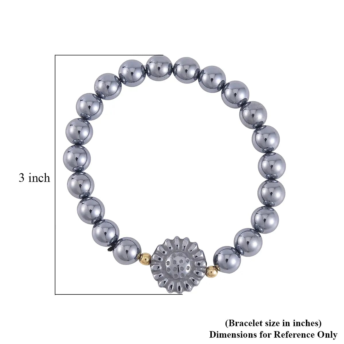 Doorbuster Terahertz 89.30 ctw Beaded Sunflower Stretchable Bracelet in Goldtone image number 6