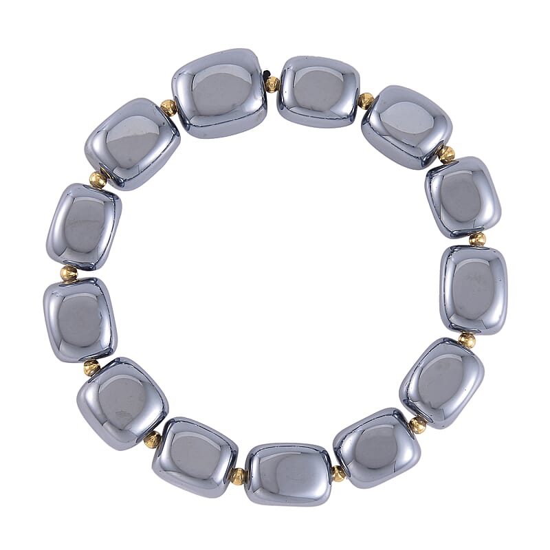 Terahertz 237.00 ctw Tumble Shape Beaded Stretch Bracelet in Goldtone