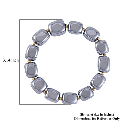 Terahertz 237.00 ctw Tumble Shape Beaded Stretch Bracelet in Goldtone