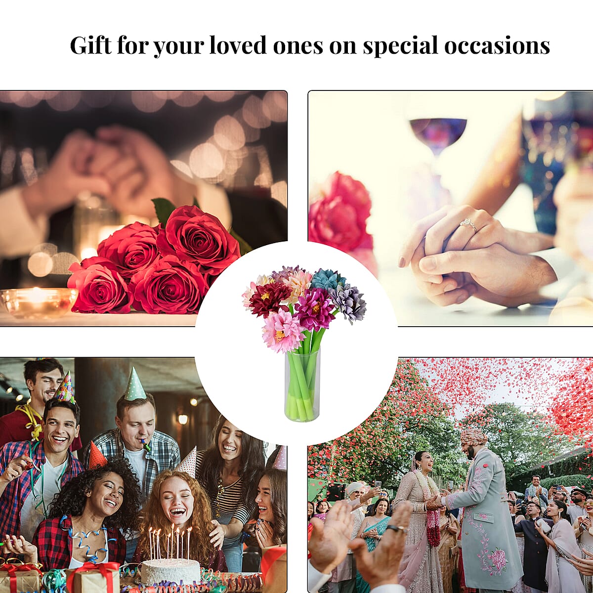 Set of 10 Chrysanthemum Flower Pen with Black Ink image number 3