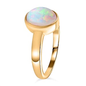 Premium Ethiopian Welo Opal 1.25 ctw Solitaire Ring in 14K Yellow Gold Over Sterling Silver (Size 10.0)