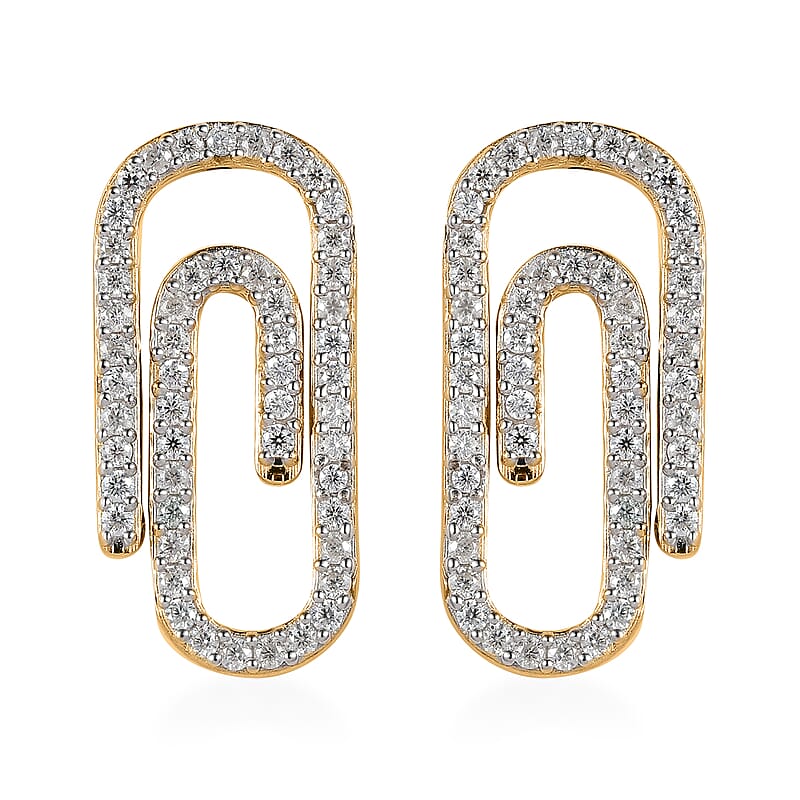 Moissanite Paper Clip Earrings in Vermeil Yellow Gold Over Sterling Silver 1.00 ctw