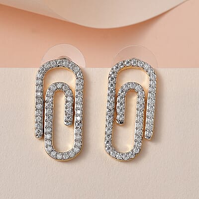 Moissanite Paper Clip Earrings in Vermeil Yellow Gold Over Sterling Silver 1.00 ctw