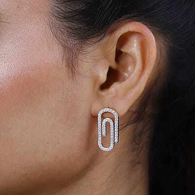 Moissanite Paper Clip Earrings in Vermeil Yellow Gold Over Sterling Silver 1.00 ctw