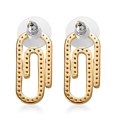 Moissanite Paper Clip Earrings in Vermeil Yellow Gold Over Sterling Silver 1.00 ctw