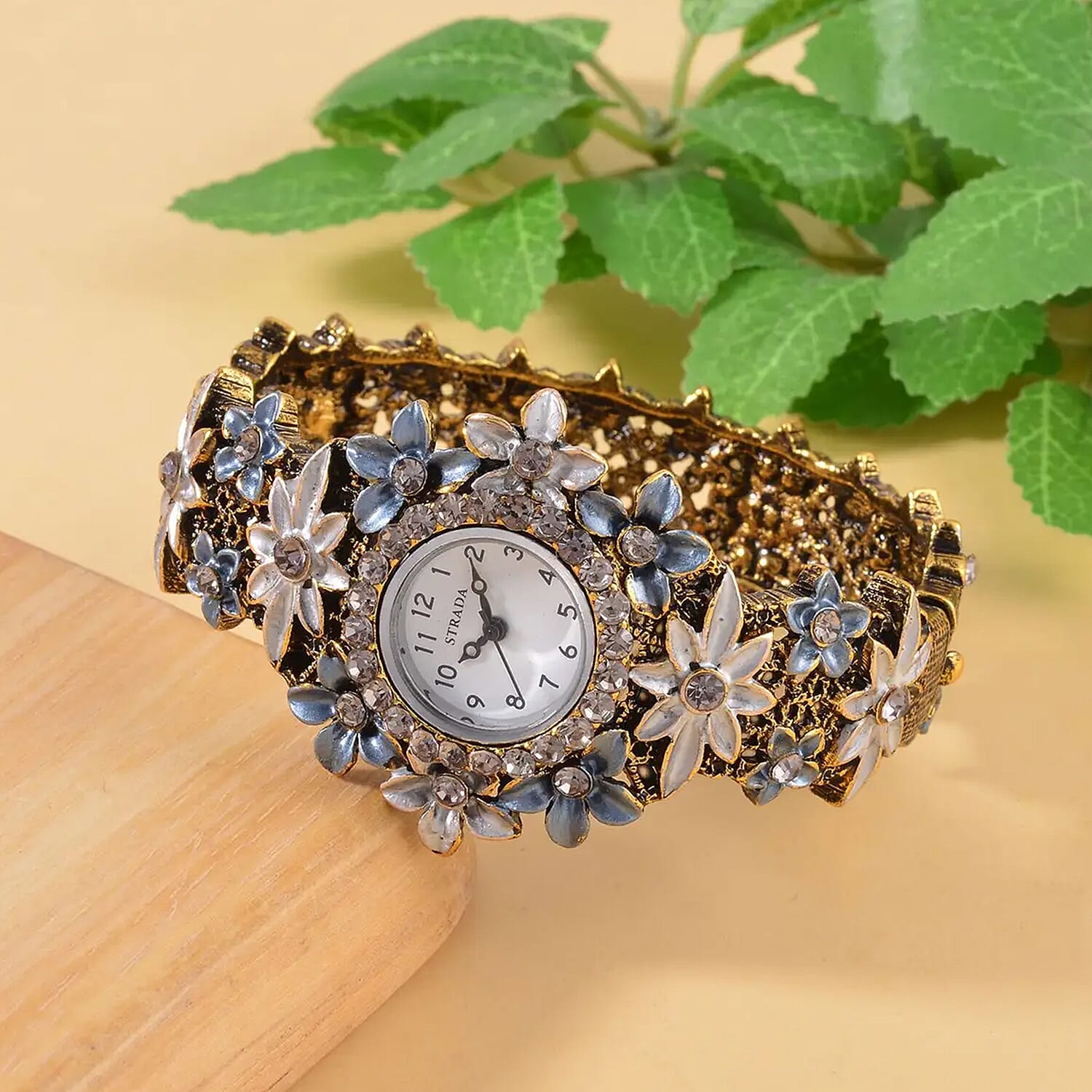Buy Strada Gray Color Austrian Crystal Japanese Movement Flower