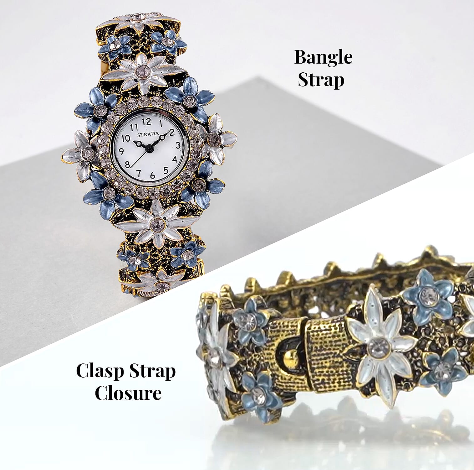 Buy Strada Gray Color Austrian Crystal Japanese Movement Flower