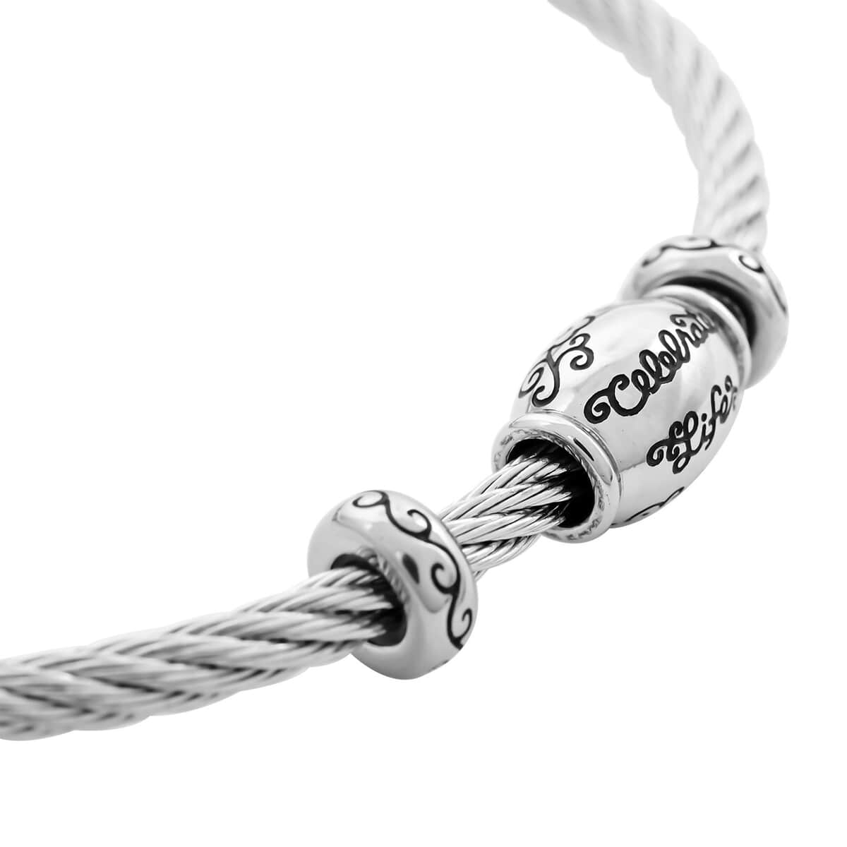 Engraved Charm Bracelet in Stainless Steel (7.50 In) image number 2