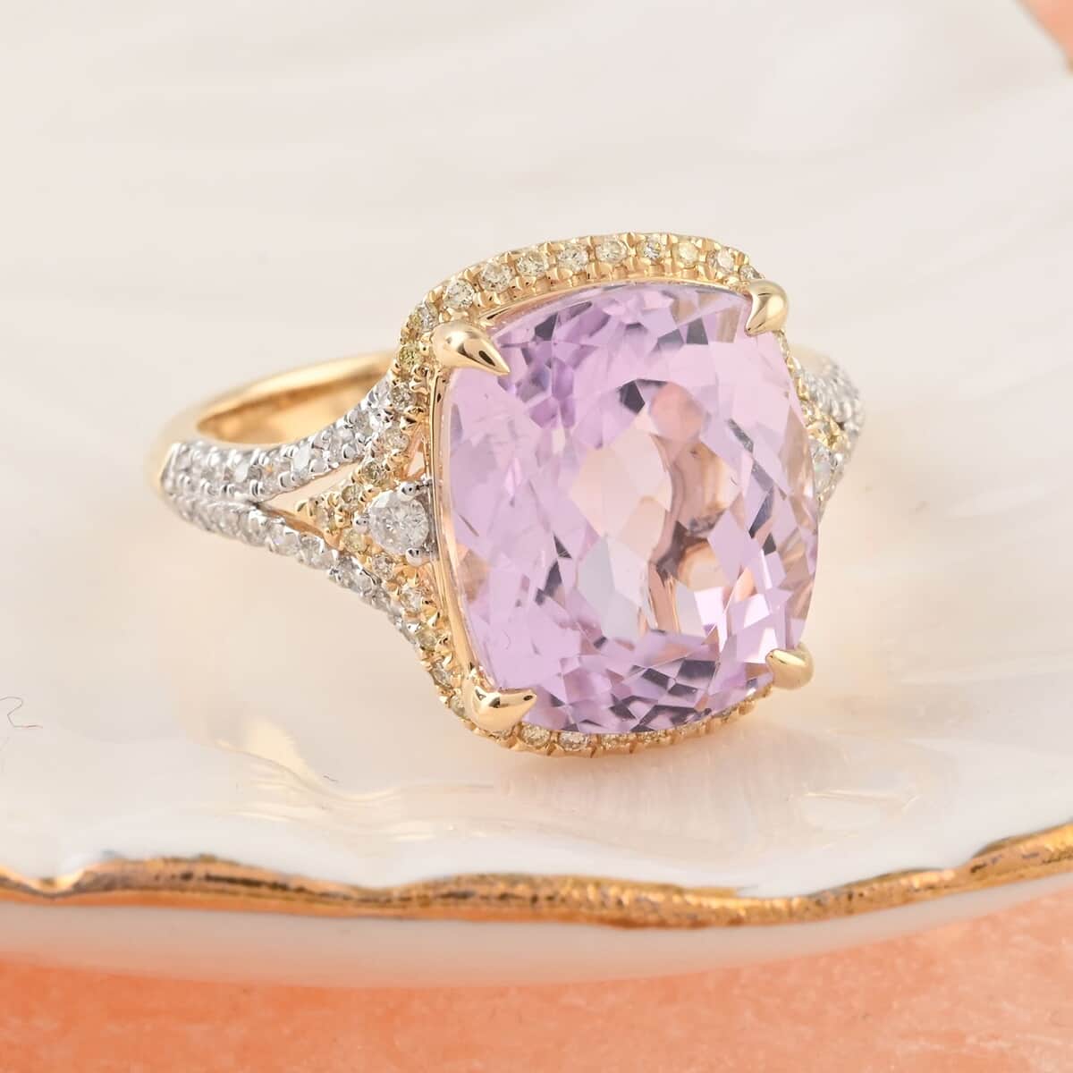 Modani 14K Yellow Gold Kunzite, Natural Yellow and White Diamond Ring 6.25 ctw (Del. in 10-12 Days) image number 1