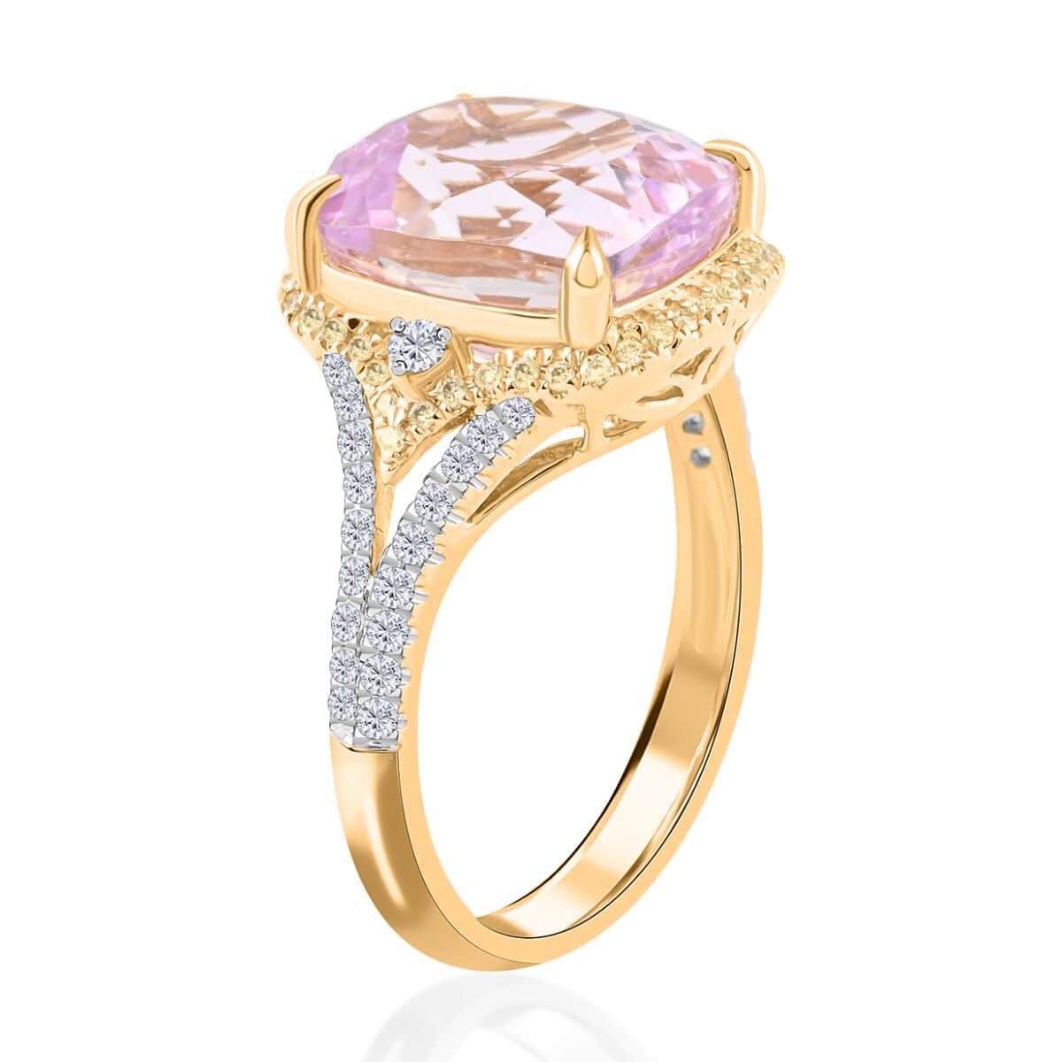 Modani 14K Yellow Gold Kunzite, Natural Yellow and White Diamond Ring 6.25 ctw (Del. in 10-12 Days) image number 3