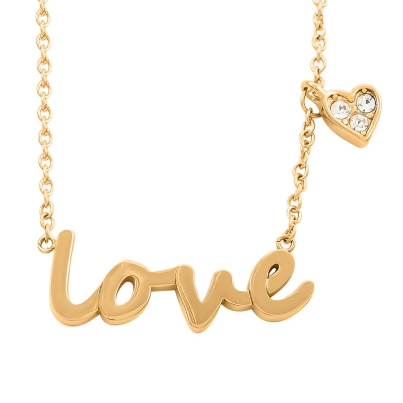 Love Necklace 18 Inches in ION Plated YG Stainless Steel