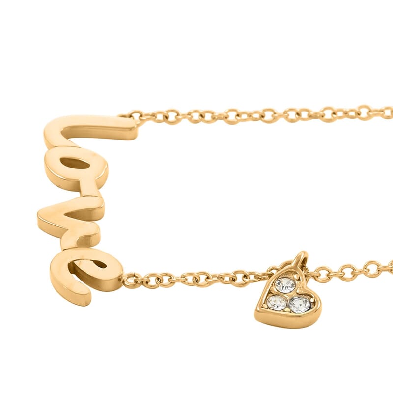 Love Necklace 18 Inches in ION Plated YG Stainless Steel