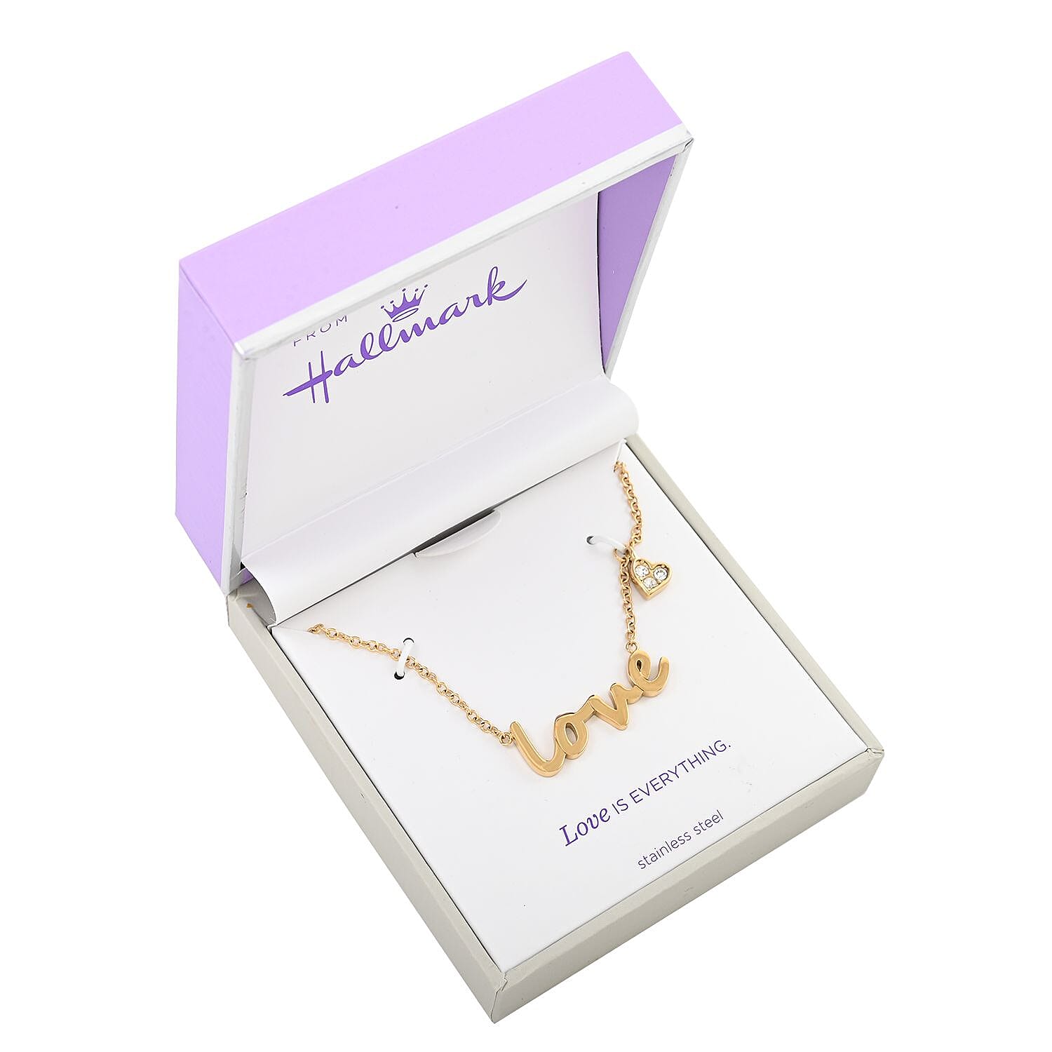 Love Necklace 18 Inches in ION Plated YG Stainless Steel