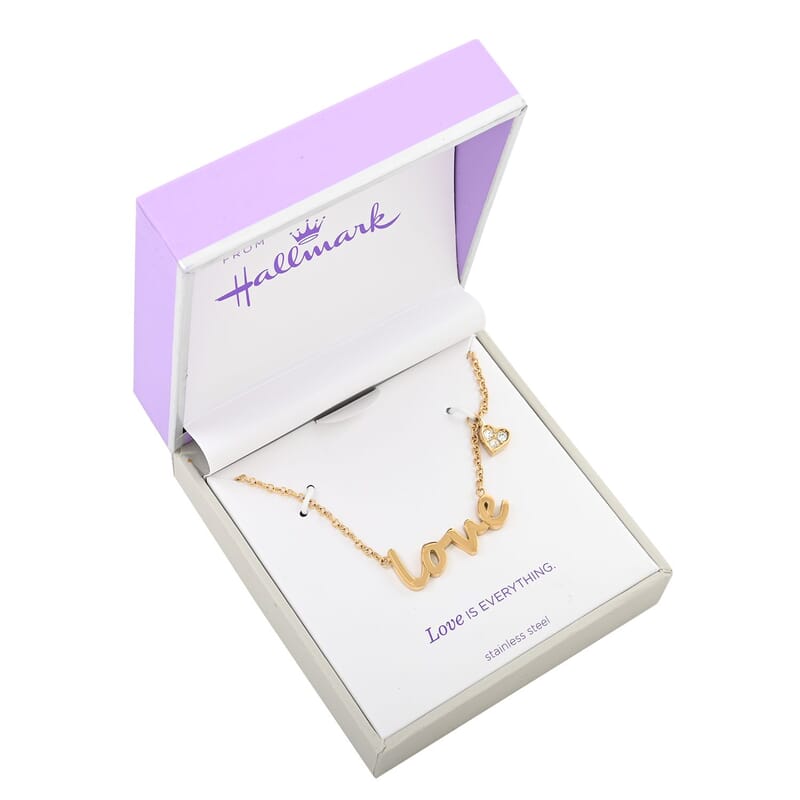 Love Necklace 18 Inches in ION Plated YG Stainless Steel