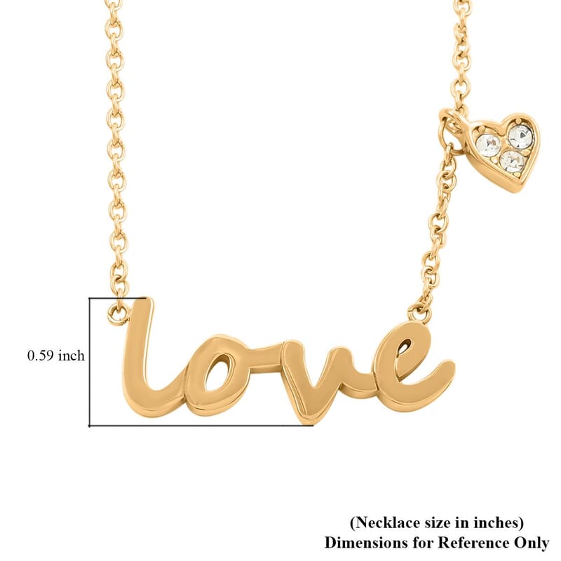 Love Necklace 18 Inches in ION Plated YG Stainless Steel