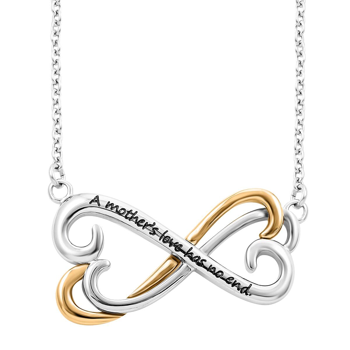 A Mother's Love Has no End Engraved Necklace 18 Inches in ION Plated YG and Stainless Steel image number 3