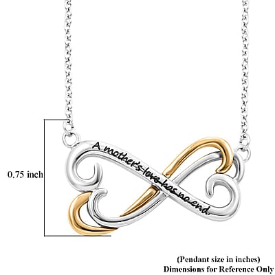A Mother's Love Has no End Engraved Necklace 18 Inches in ION Plated YG and Stainless Steel