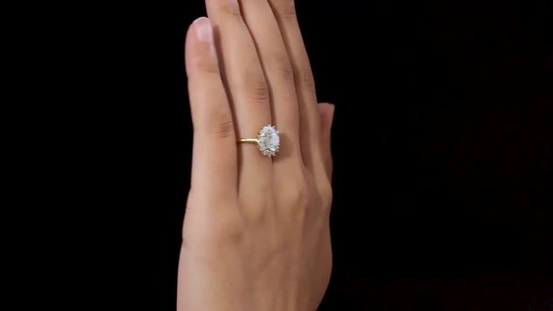 Moissanite Halo Ring in Vermeil Yellow Gold Over Sterling Silver (Size 5.0) 3.00 ctw