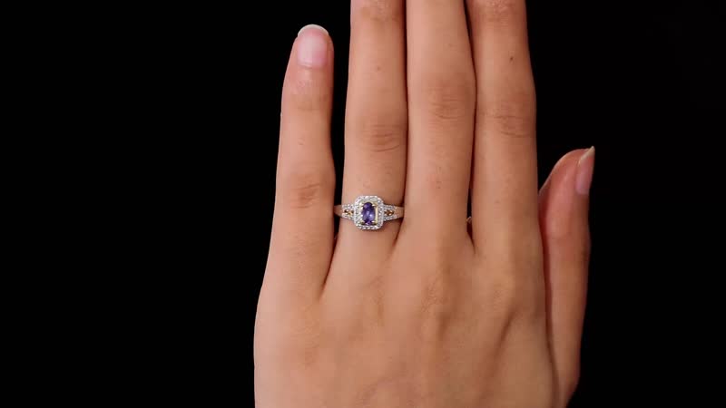 Tanzanite, Brown and White Zircon Halo Ring in Vermeil YG and Platinum Over Sterling Silver 0.75 ctw