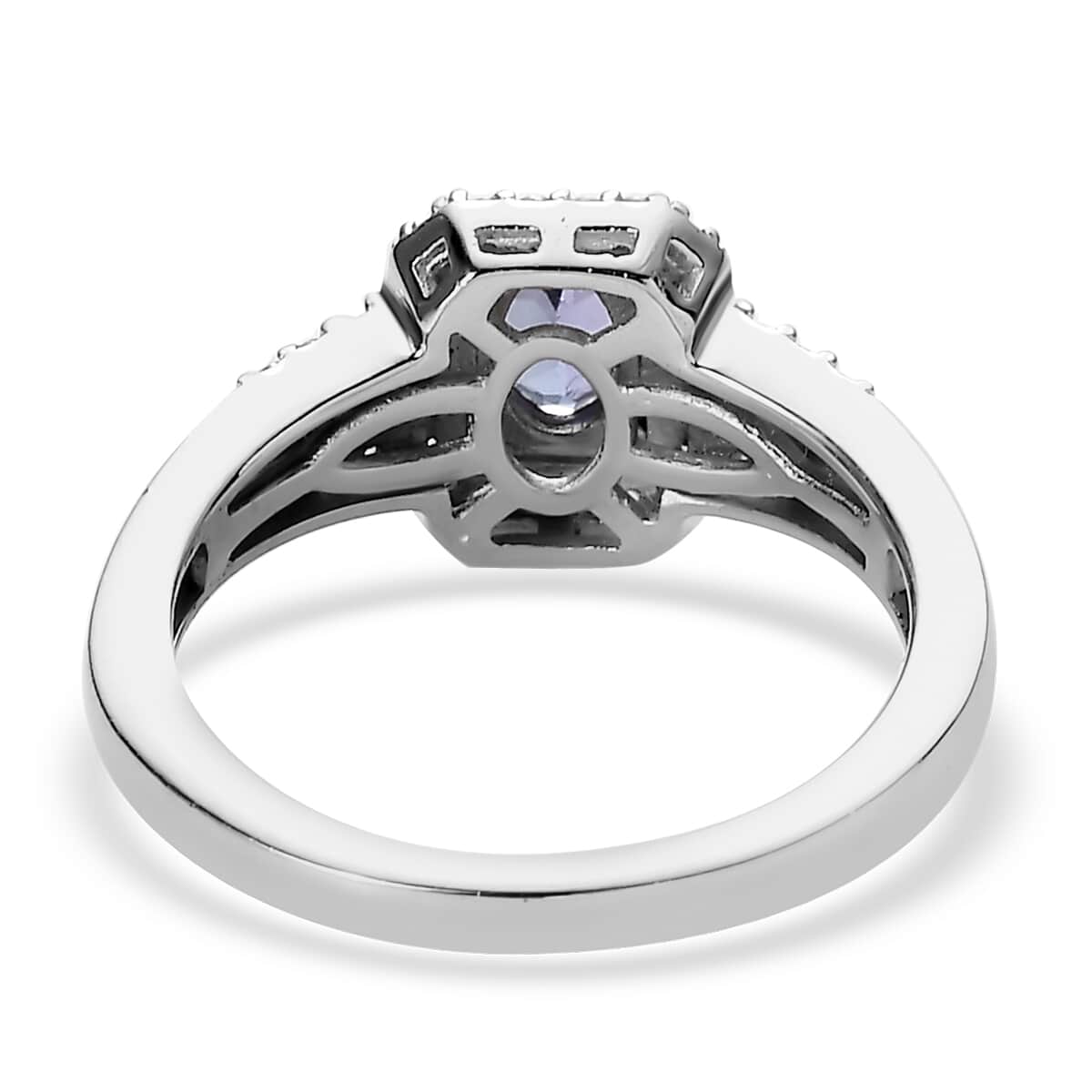 Tanzanite, Brown and White Zircon Halo Ring in Vermeil YG and Platinum Over Sterling Silver 0.75 ctw image number 4