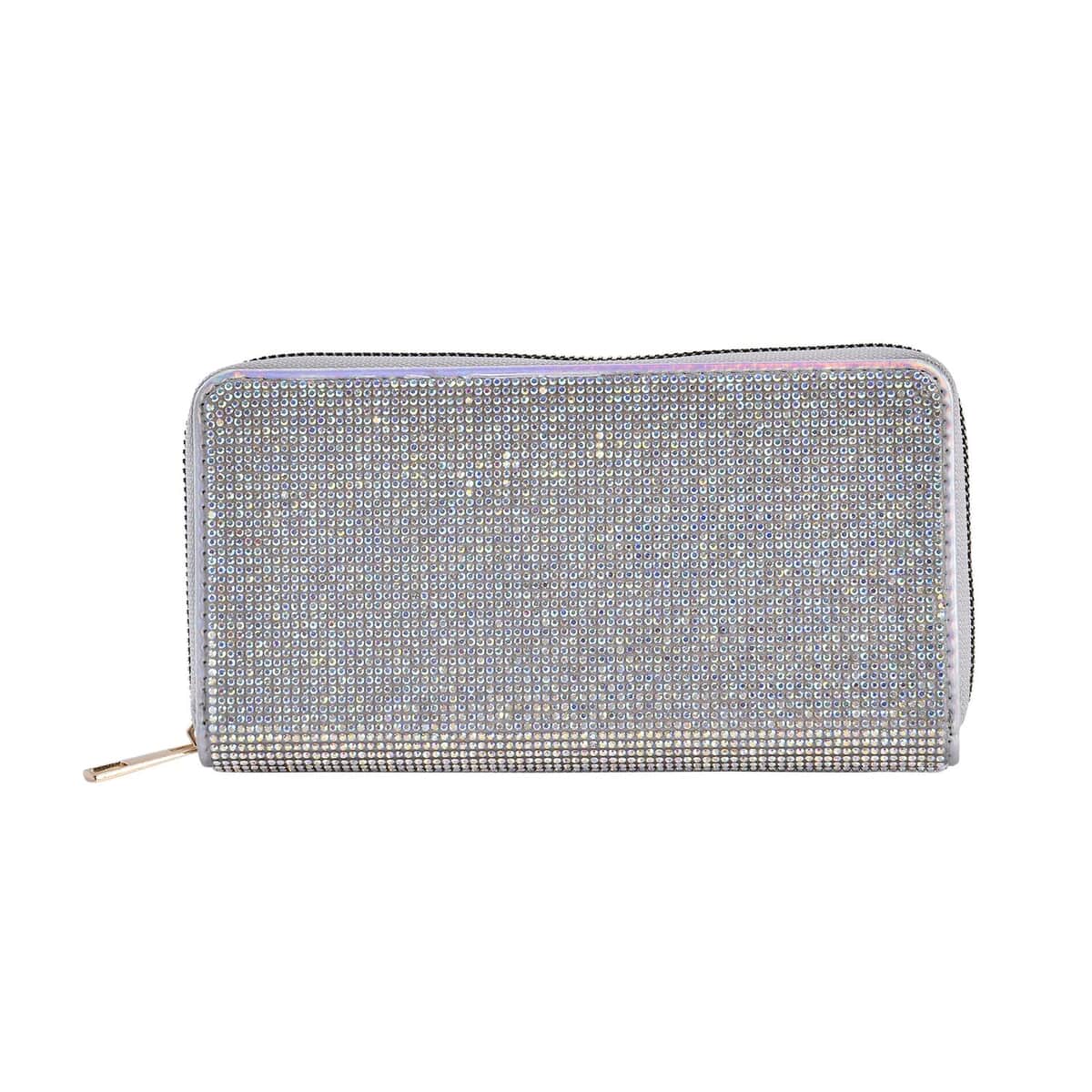 Aurora Borealis Color Sparkling Rhinestone and Faux Leather Wallet image number 0