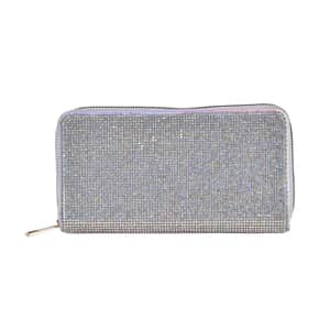 Aurora Borealis Color Sparkling Rhinestone and Faux Leather Wallet