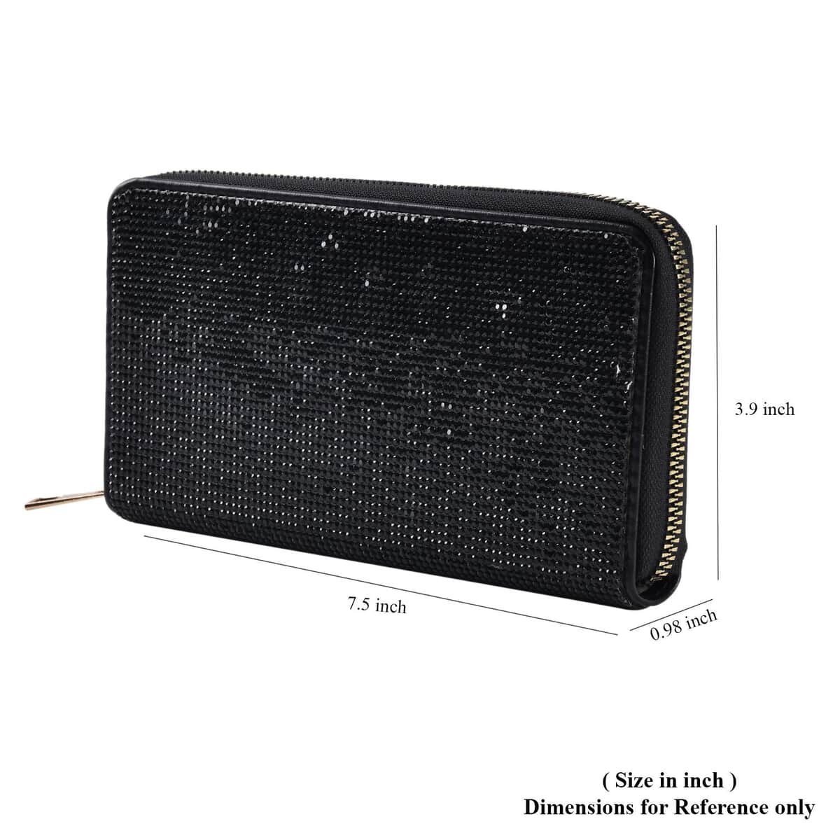 Black Sparkling Rhinestone and Faux Leather Wallet image number 3