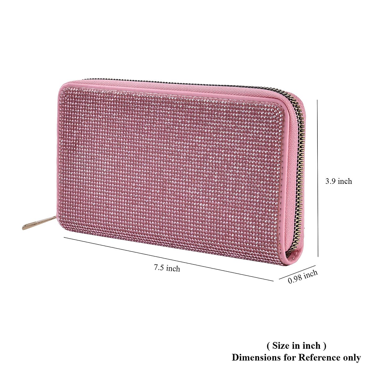 Pink Sparkling Rhinestone and Faux Leather Wallet image number 3