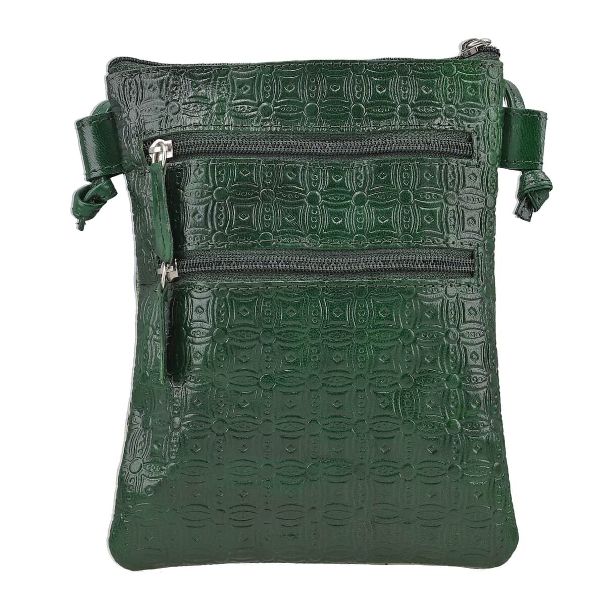 Vivid by Sukriti Dark Green Peacock Pattern Hand Painted Genuine Leather Crossbody Bag image number 5