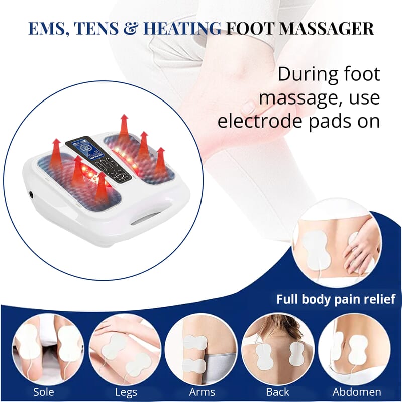 Electric EMS & TENS Heated Foot Stimulator with Electrode Body Pads