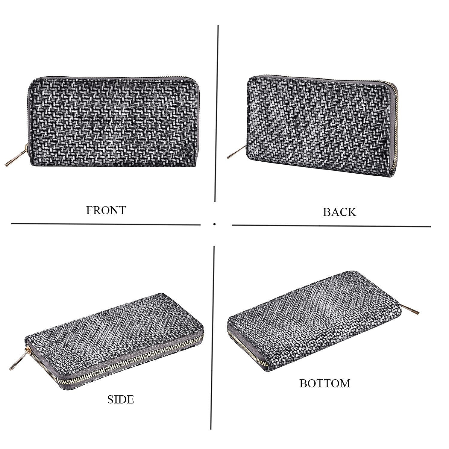 Set of 2 Gold and Silver Crocodile Weave Pattern Faux Leather Wallet