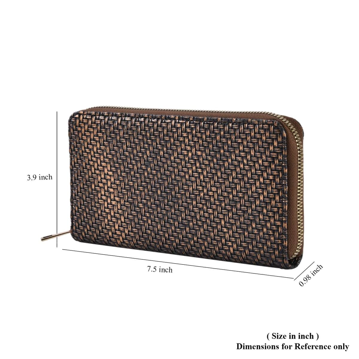 Set of 2 Gold and Silver Crocodile Weave Pattern Faux Leather Wallet (7.5"x0.98"x3.9") image number 6
