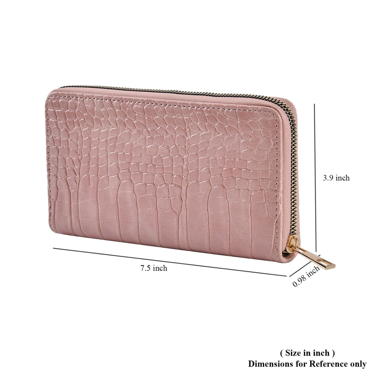 Set of 2 Burgundy and Pink Crocodile Embossed Pattern Faux Leather Wallet image number 6