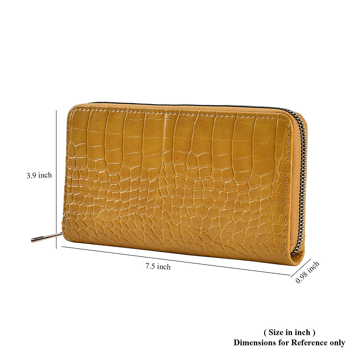 Set of 2 Yellow and Blue Crocodile Embossed Pattern Faux Leather Wallet image number 6