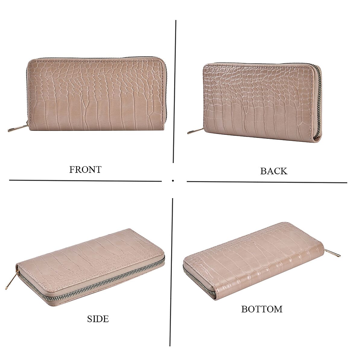 Set of 2 Black and Beige Crocodile Embossed Pattern Faux Leather Wallet image number 3