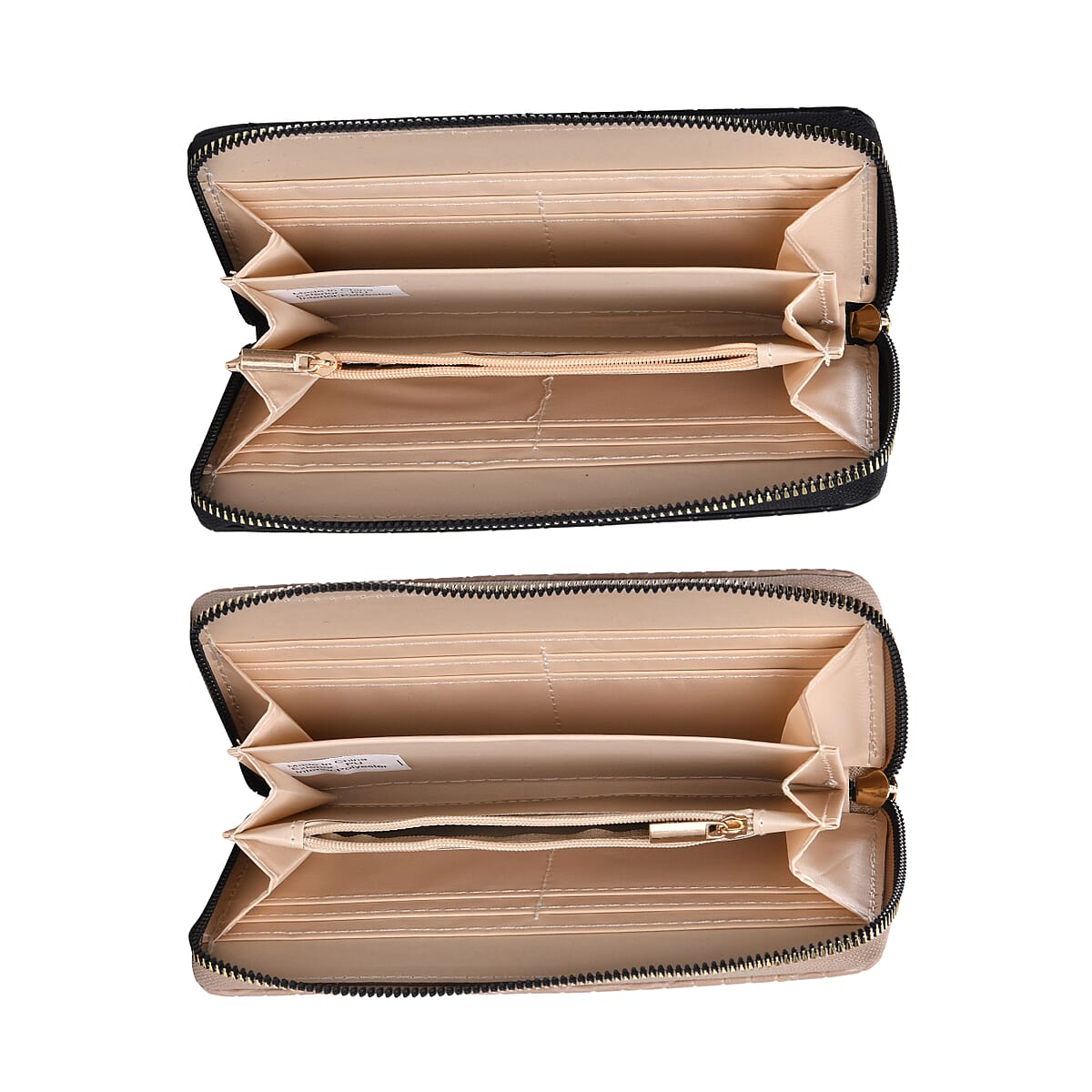 Set of 2 Black and Beige Crocodile Embossed Pattern Faux Leather Wallet image number 5