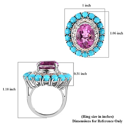 Radiant Orchid Quartz (Triplet) and Sleeping Beauty Turquoise Halo Ring in Vermeil RG and Platinum Over Sterling Silver (Size 10.0) 14.65 ctw