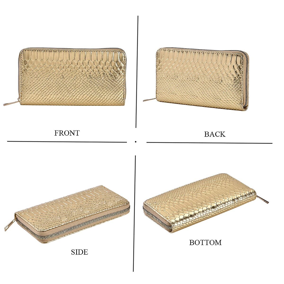 Set of 2 Silver and Gold Snake Embossed Pattern Faux Leather Wallet image number 3