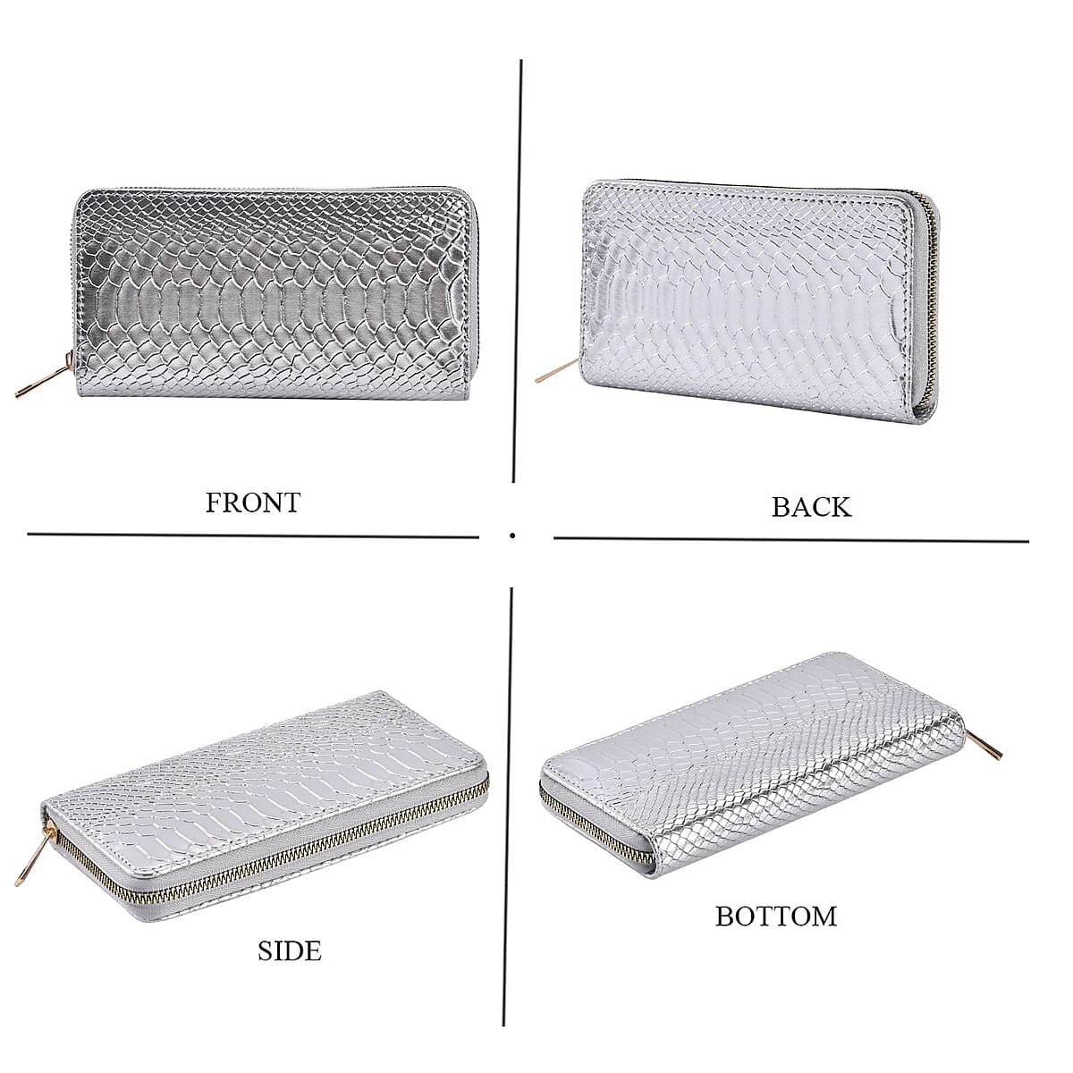 Set of 2 Silver and Gold Snake Embossed Pattern Faux Leather Wallet image number 4