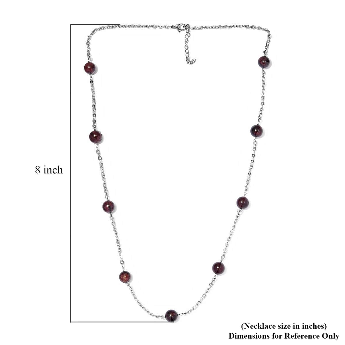 Orissa Rhodolite Garnet Station Necklace 24-26 Inches in Stainless Steel 77.00 ctw image number 5