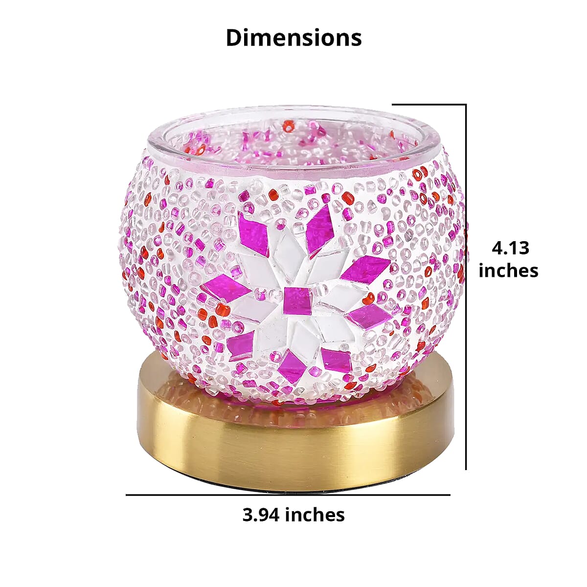 Homesmart Pink Turkish Inspired Mosaic Glass Table Lamp (Bulb Type E12) (5W) image number 5