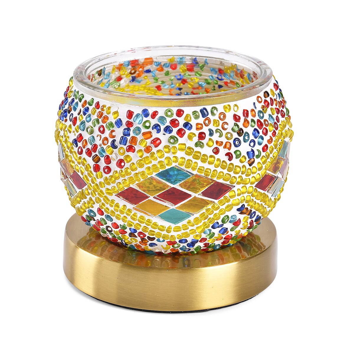 Homesmart Yellow Turkish Inspired Mosaic Glass Table Lamp (Bulb Type E12) (5W) image number 1