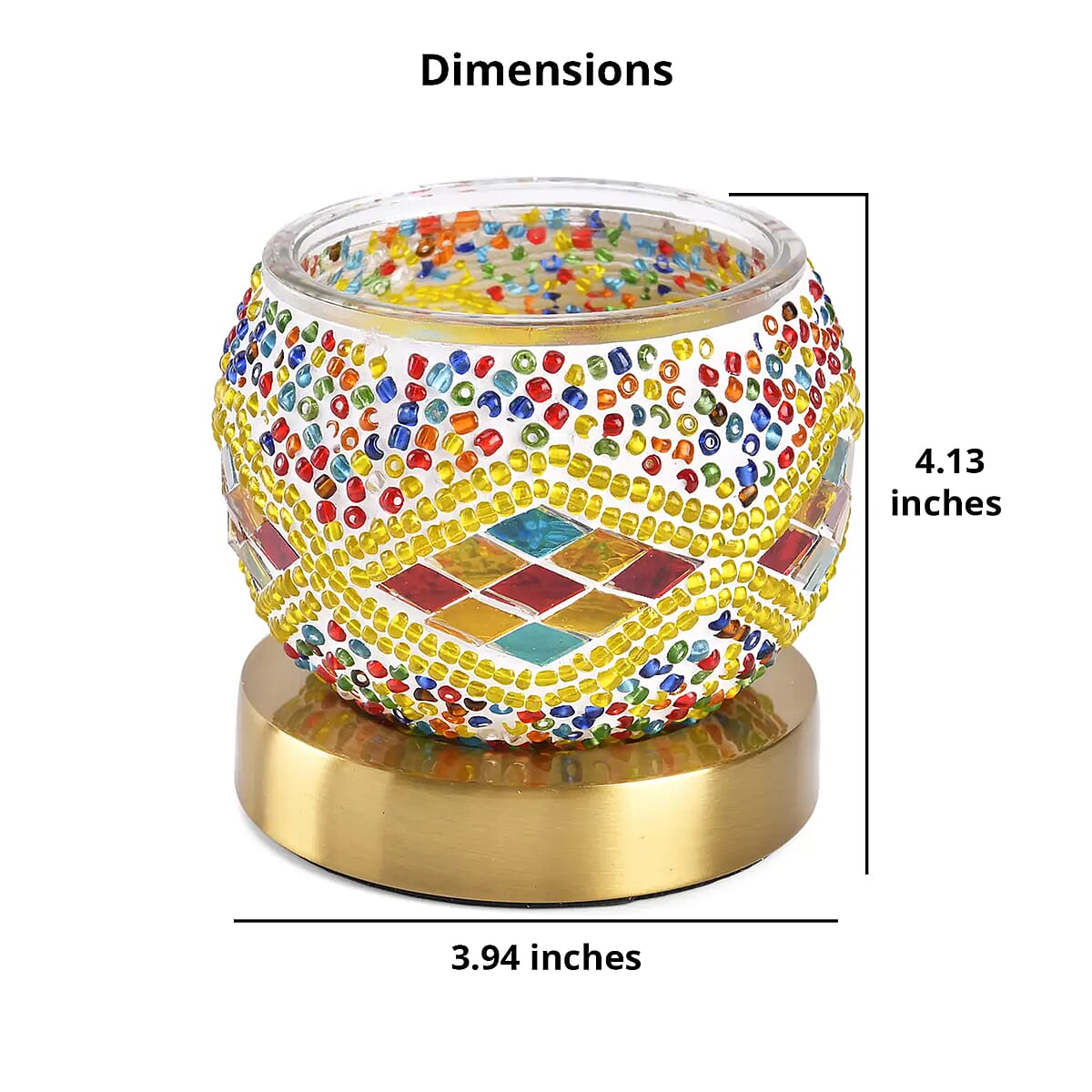 Homesmart Yellow Turkish Inspired Mosaic Glass Table Lamp (Bulb Type E12) (5W) image number 5