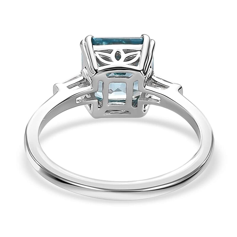 Luxoro 10K White Gold Premium Ratanakiri Blue Zircon and Moissanite Ring (Size 10.0) 4.15 ctw